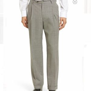 Berle Tan/Brown Houndstooth Pleated Men’s Trousers